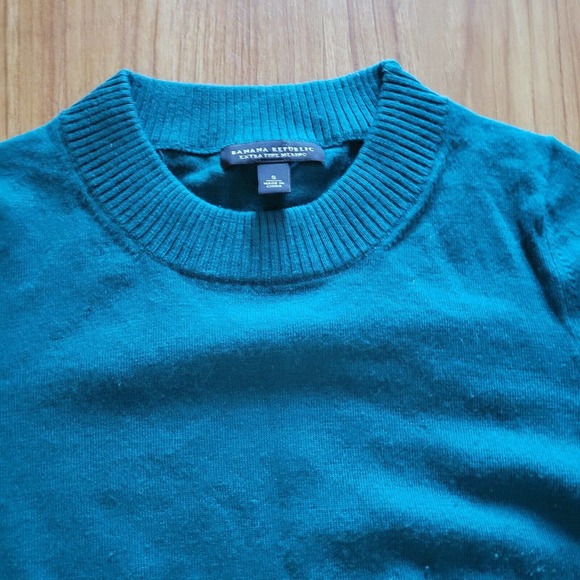 Banana Republic Sweater Top Shirt Womens Small Green Merino Wool Basic Holiday - Picture 3 of 10